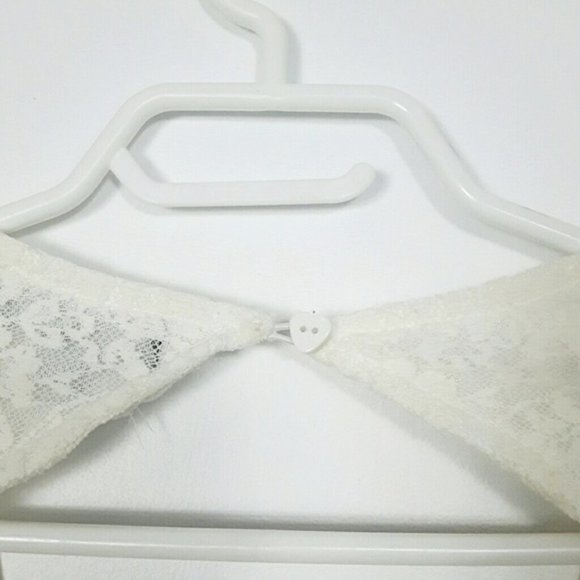 V Neck Lace Long Sleeve Ruffle Dress Open - Picture 4 of 5